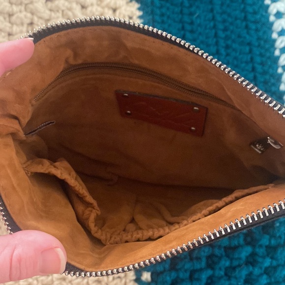 leather floral embroidered wristlet - Picture 2 of 3